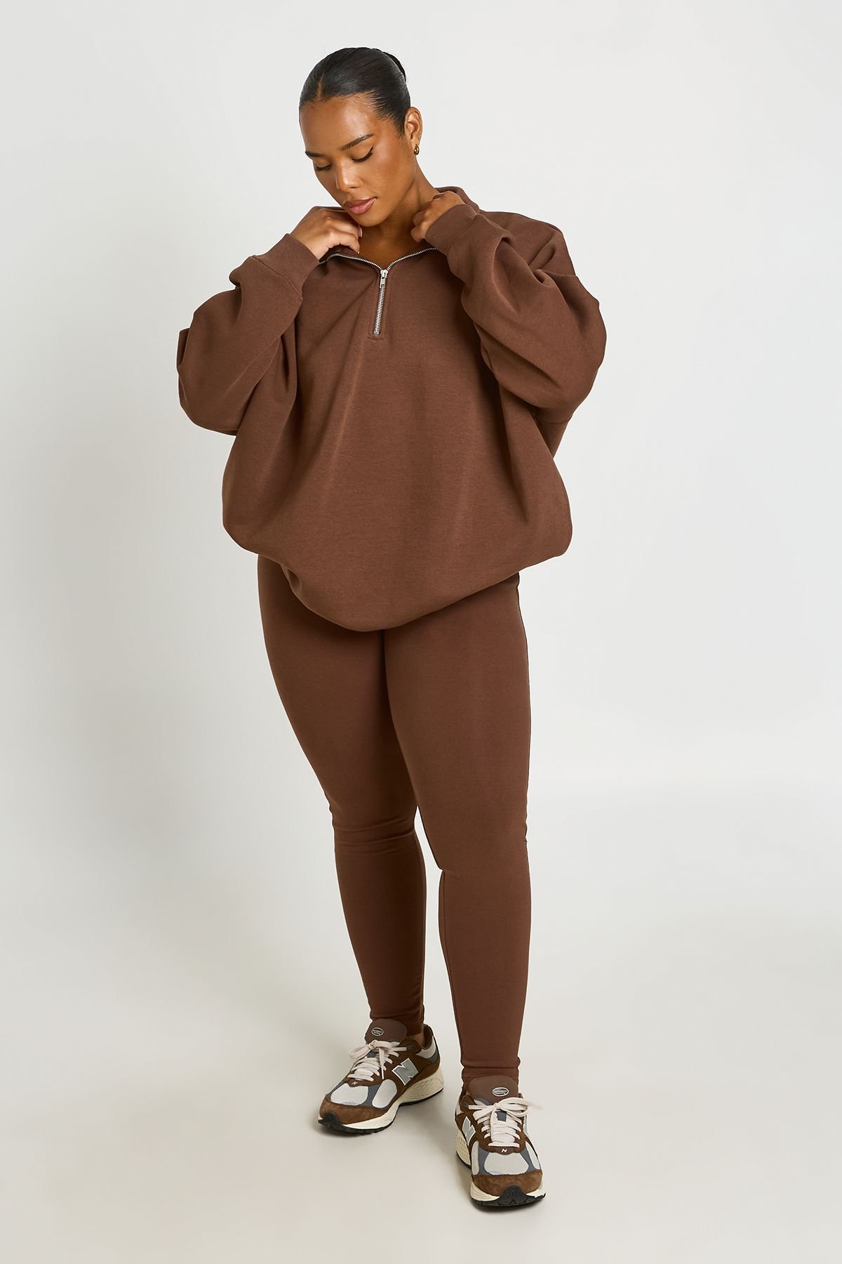 Ensemble sweat demi-zip et legging - Grande taille
