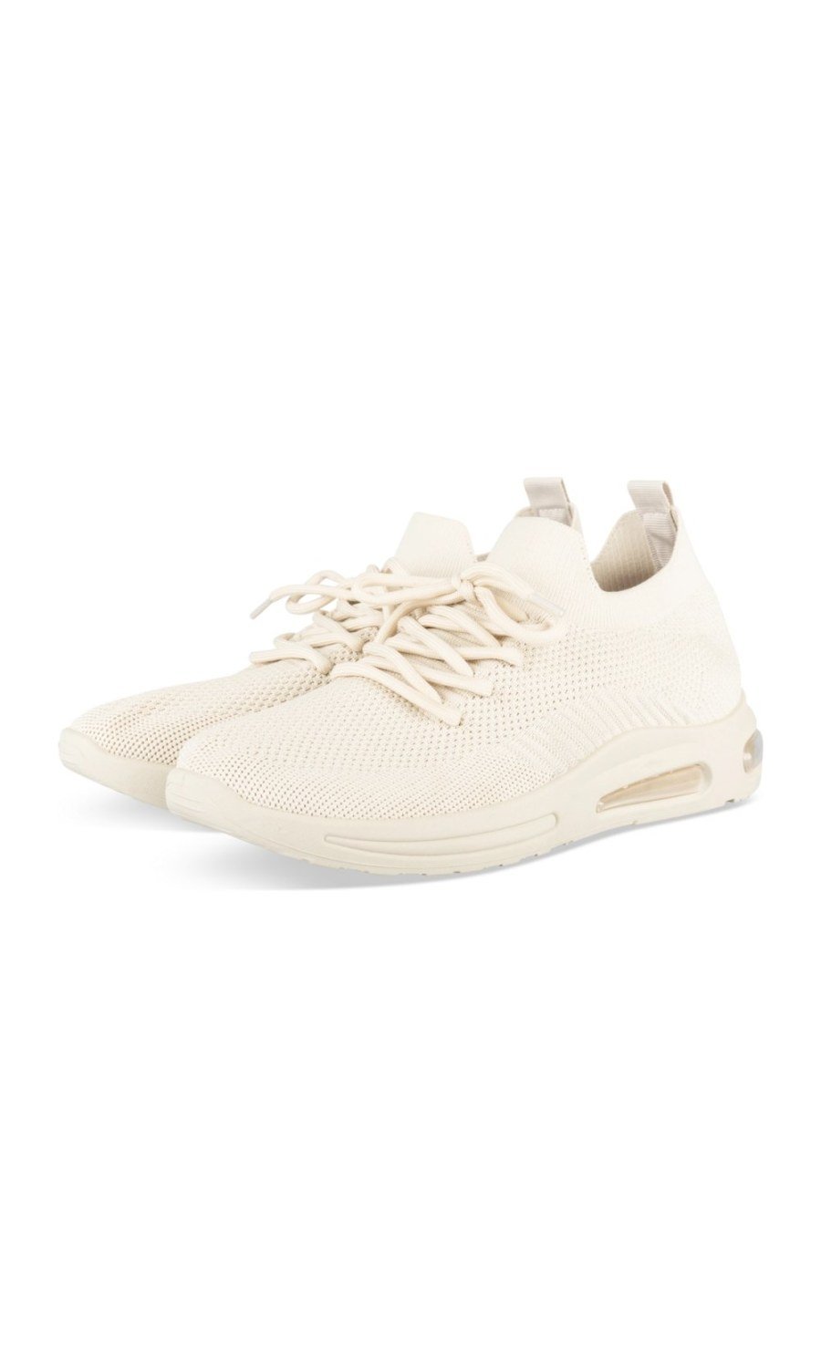 Beige knit air-bubble sneakers