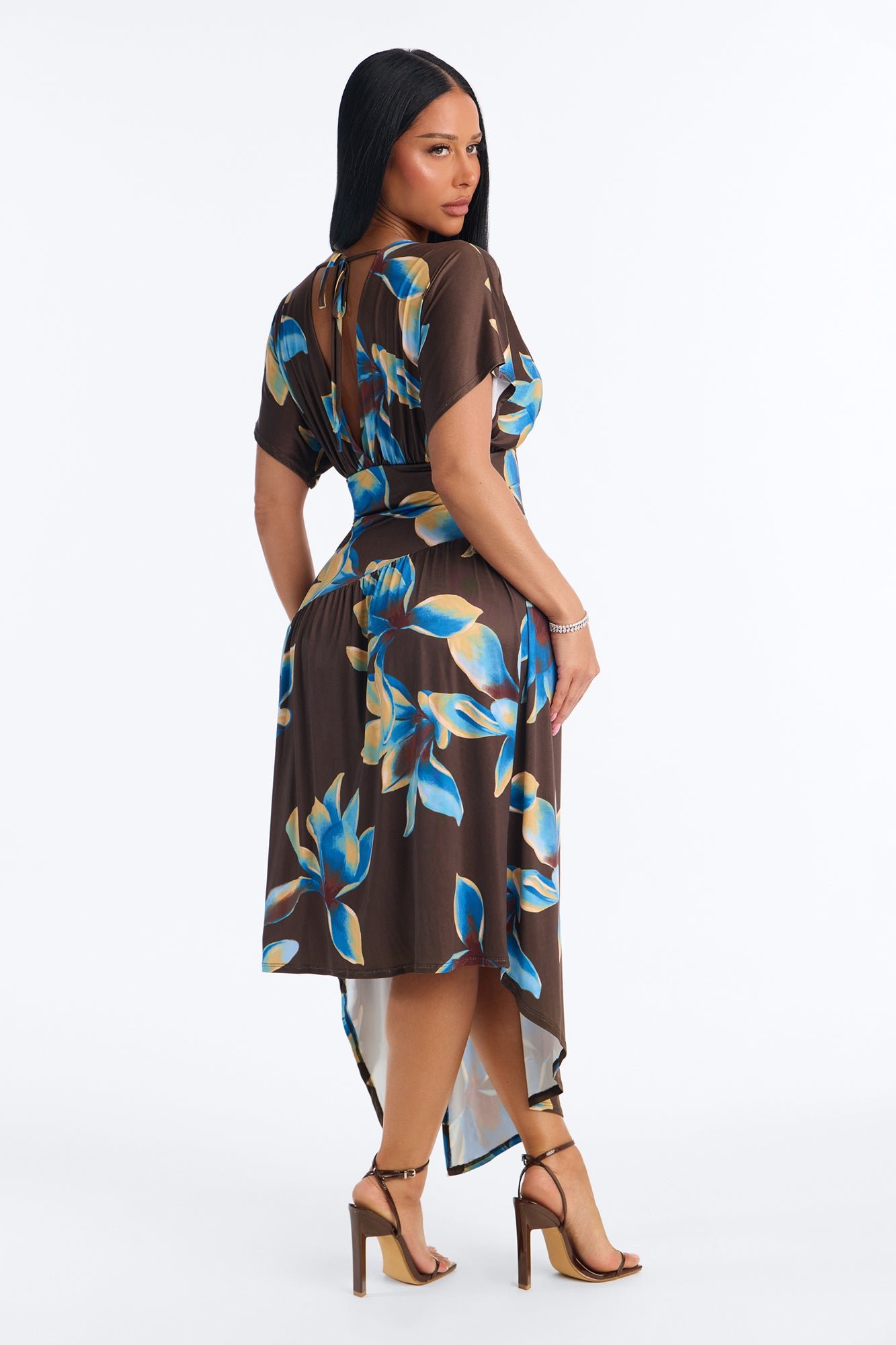 High slit backless midi dress