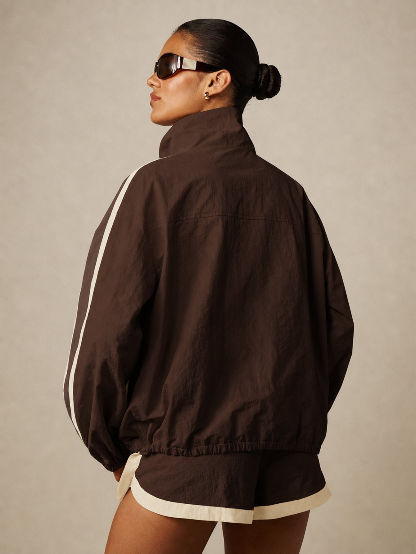 Oversized track jacket with contrast stripes