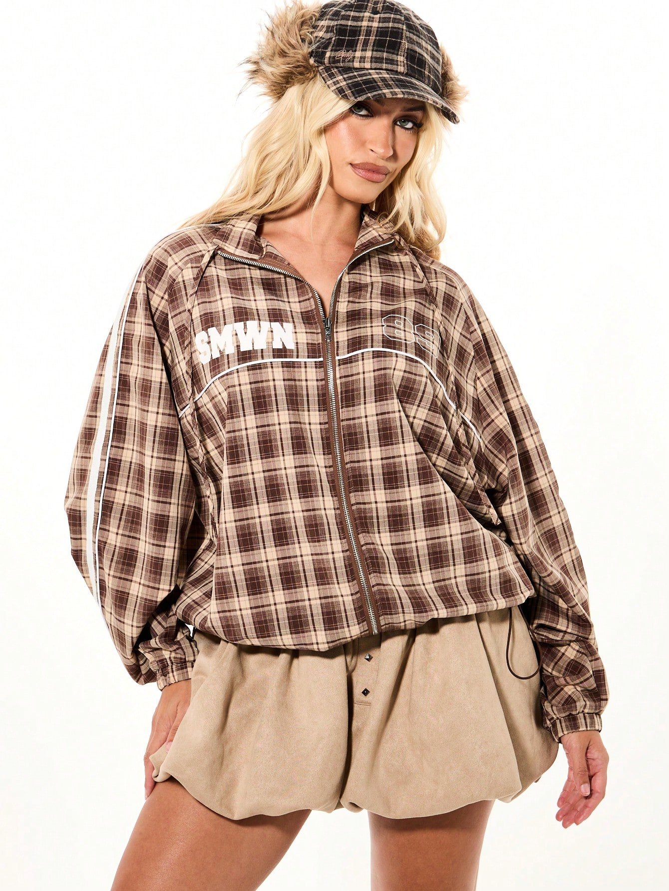 Blouson bomber 9sir carreaux m3a bonnet b pompon