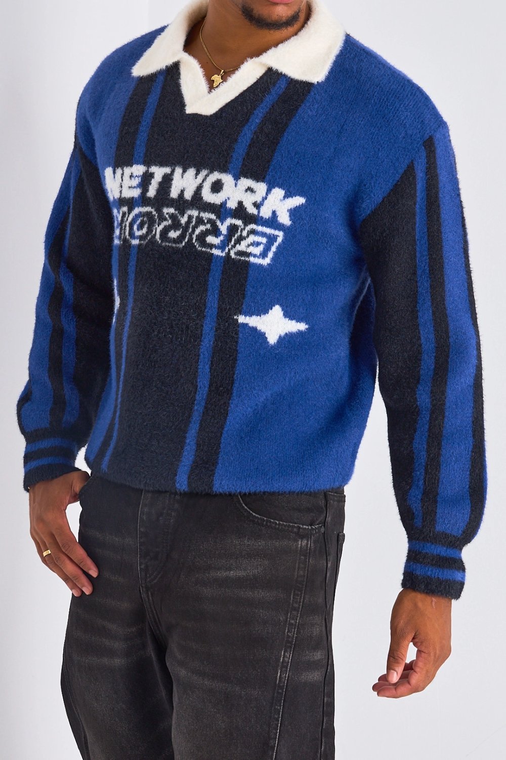 Pull bleu marine b col byed w ktaba