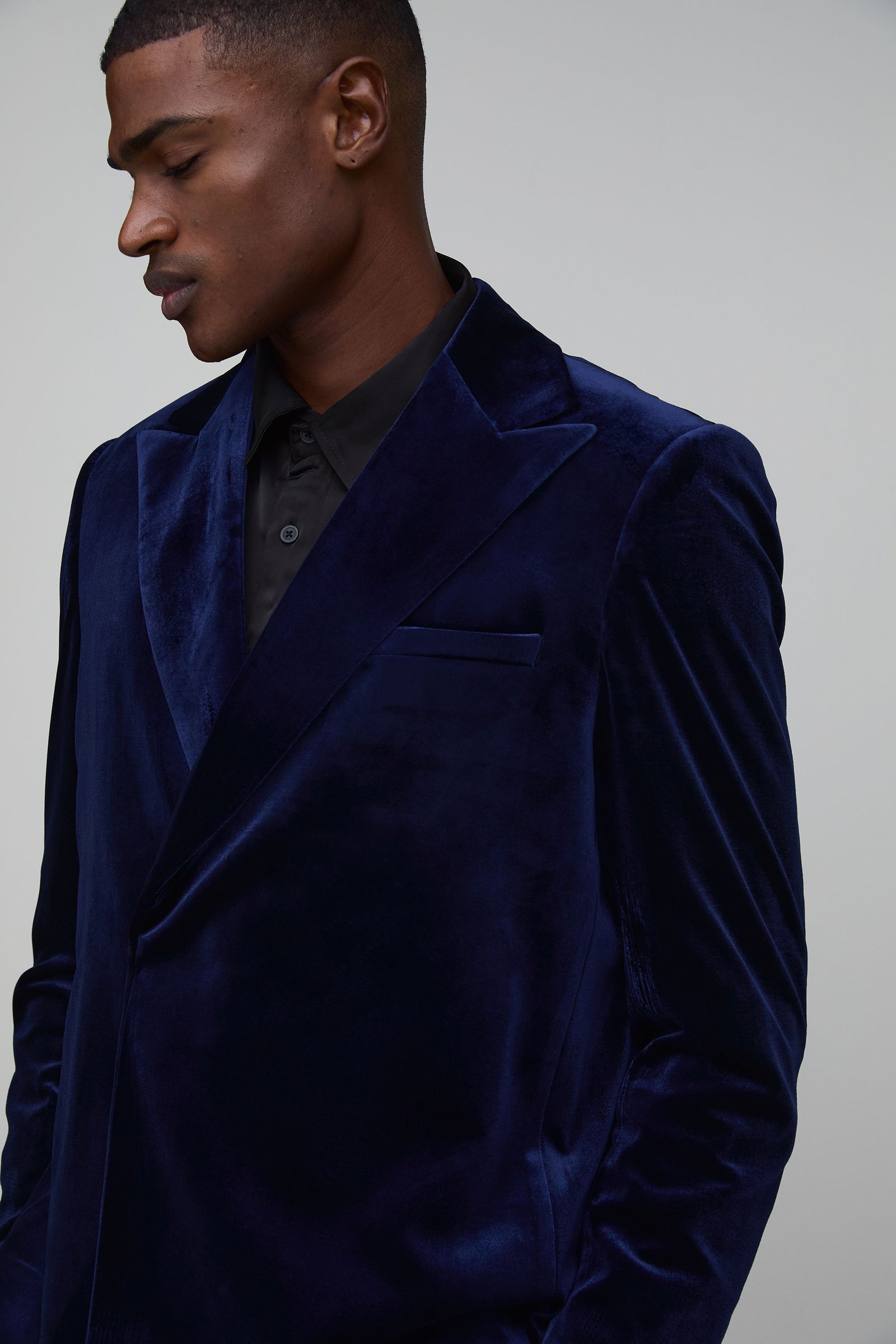 Double-breasted corduroy suit jacket