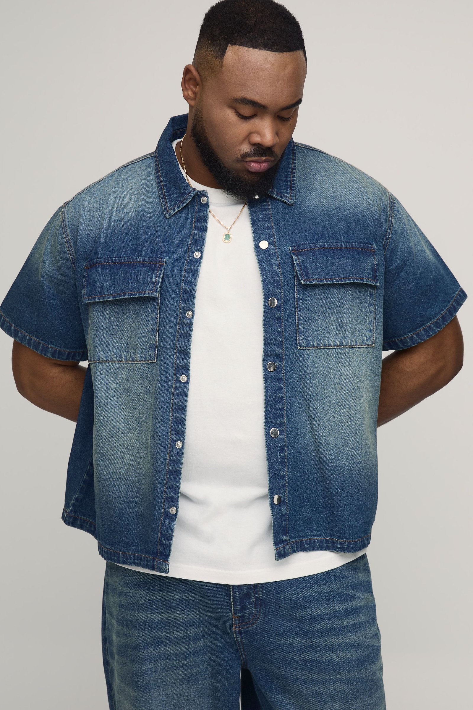 Plus Washed Oversized Boxy Denim Shirt