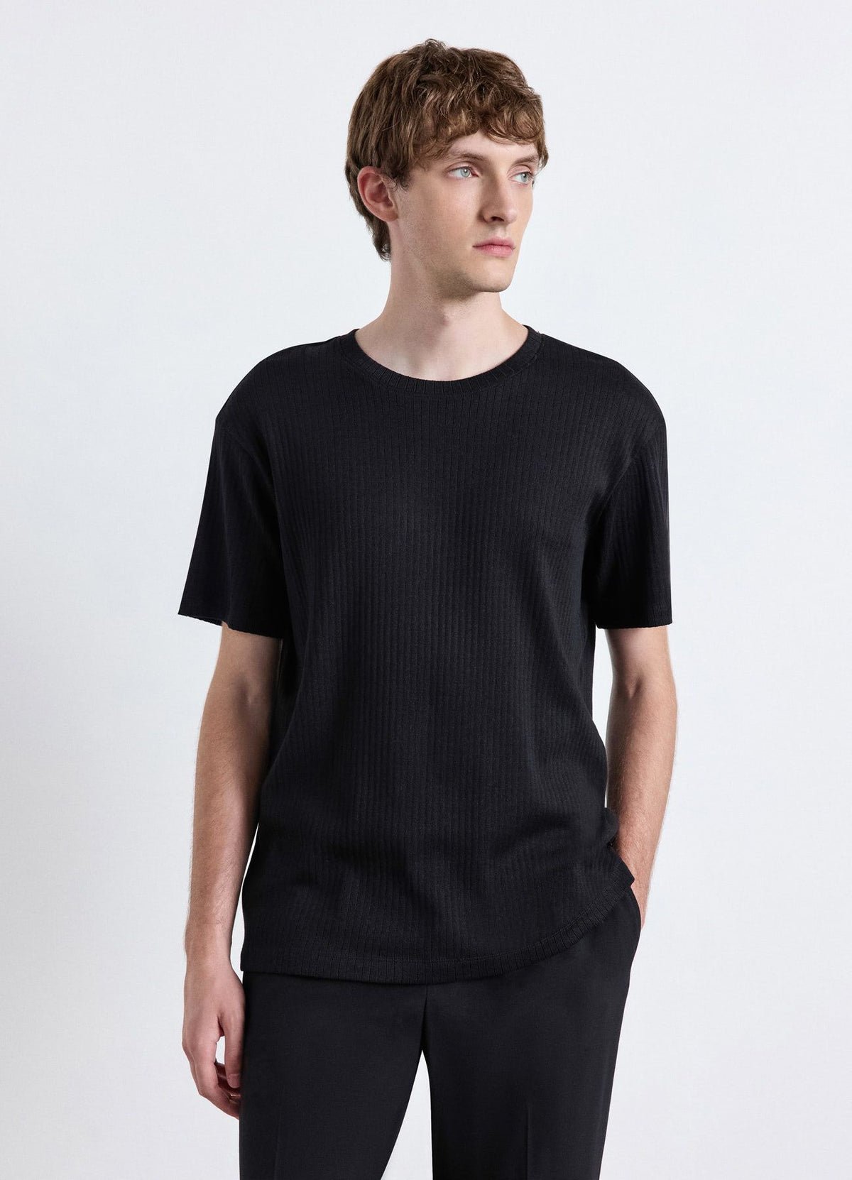 Ribbed crew-neck T-shirt