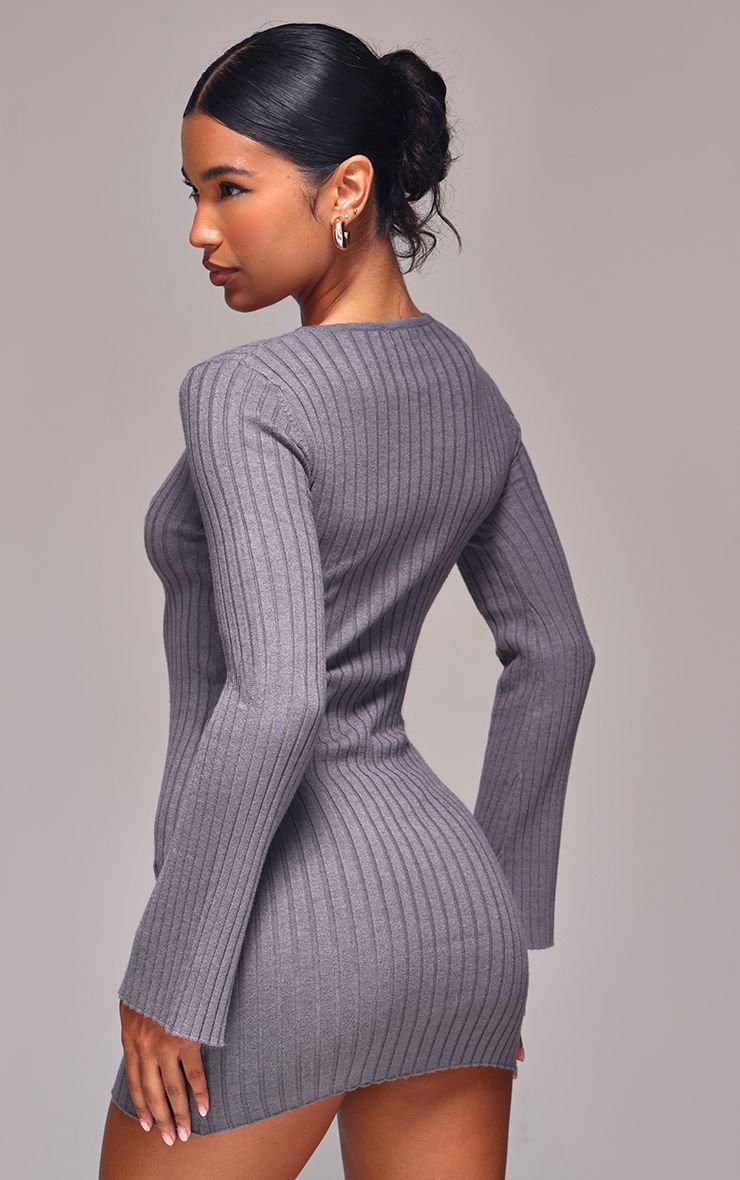Rib knit mini dress