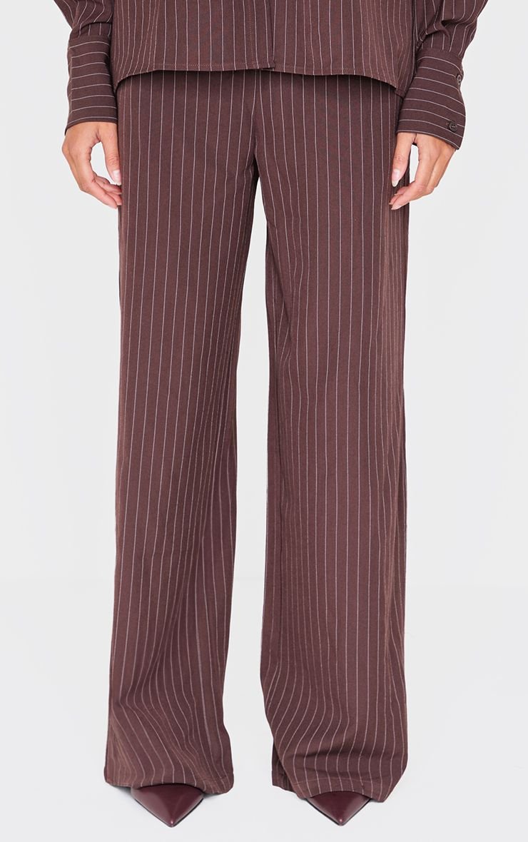 Pinstripe Woven Wide Leg Trousers