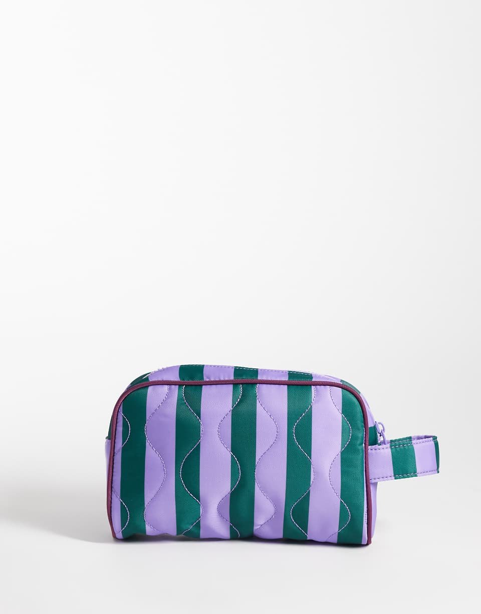 Medium quilted striped wash bag