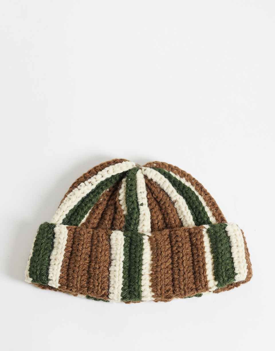Bonnet unisexe à rayures marron