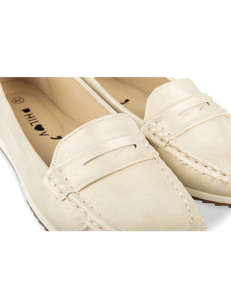 Mocassins nacrés à bride dorés