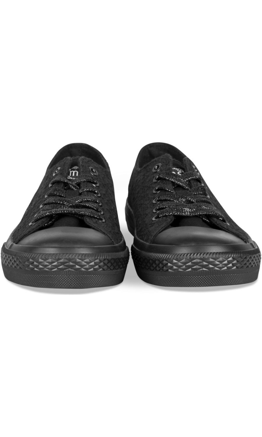 Black eyelet-embroidered canvas sneakers