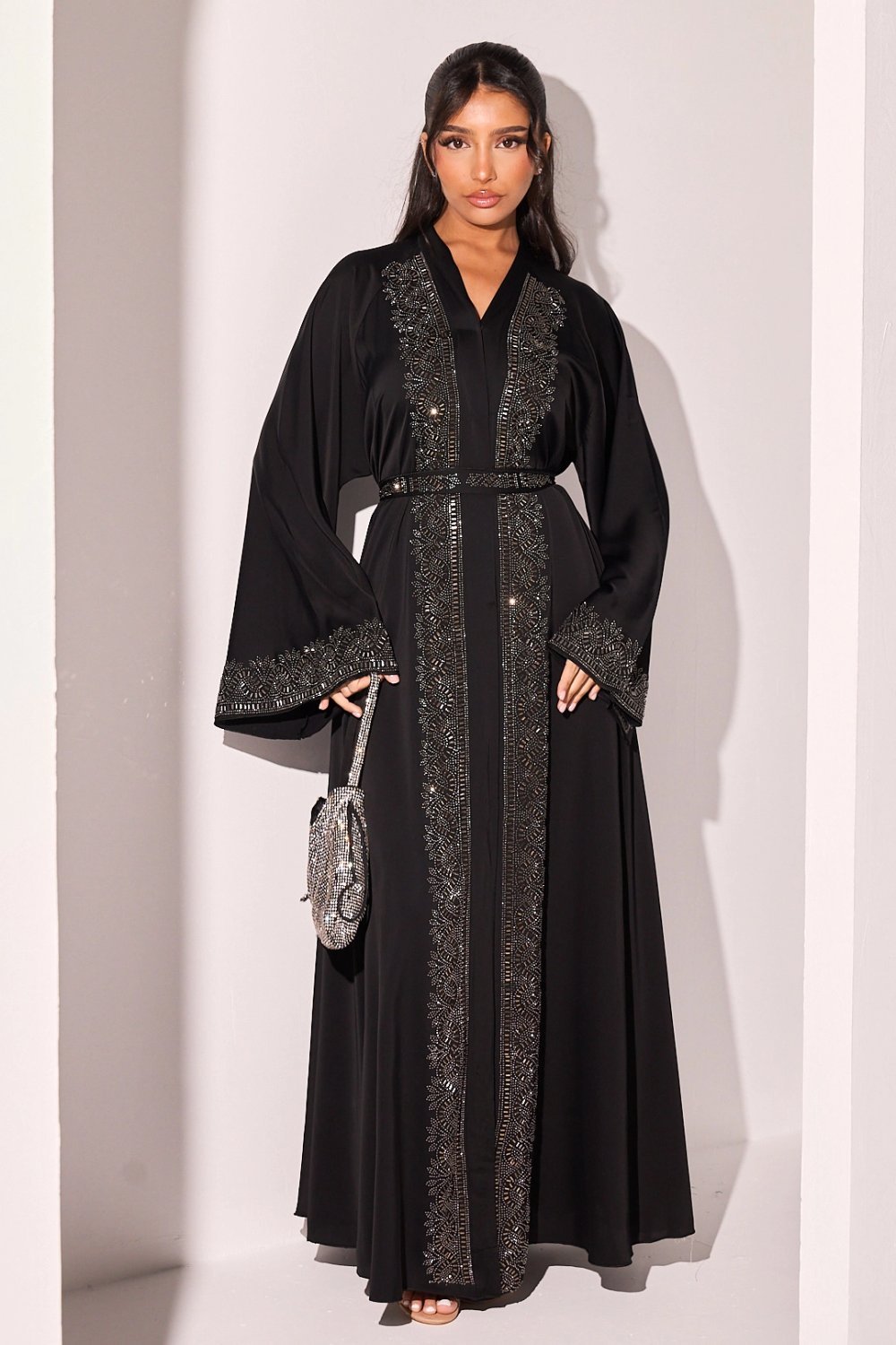 Abaya style kimono b strass mrb3in k7la