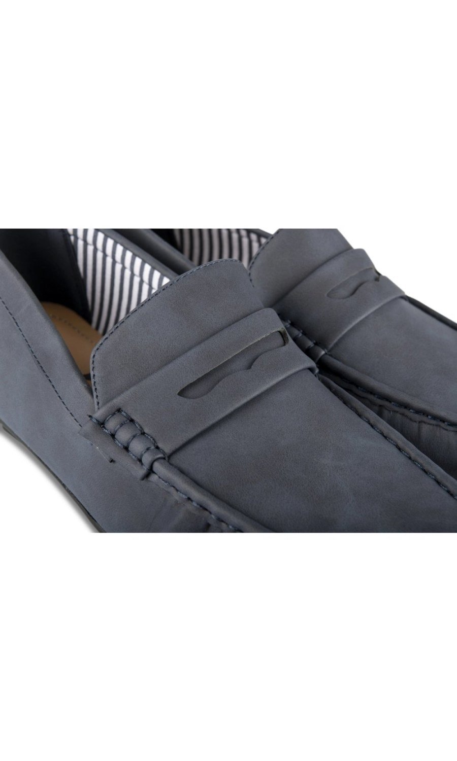Mocassins à bride doublure rayée bleu marine