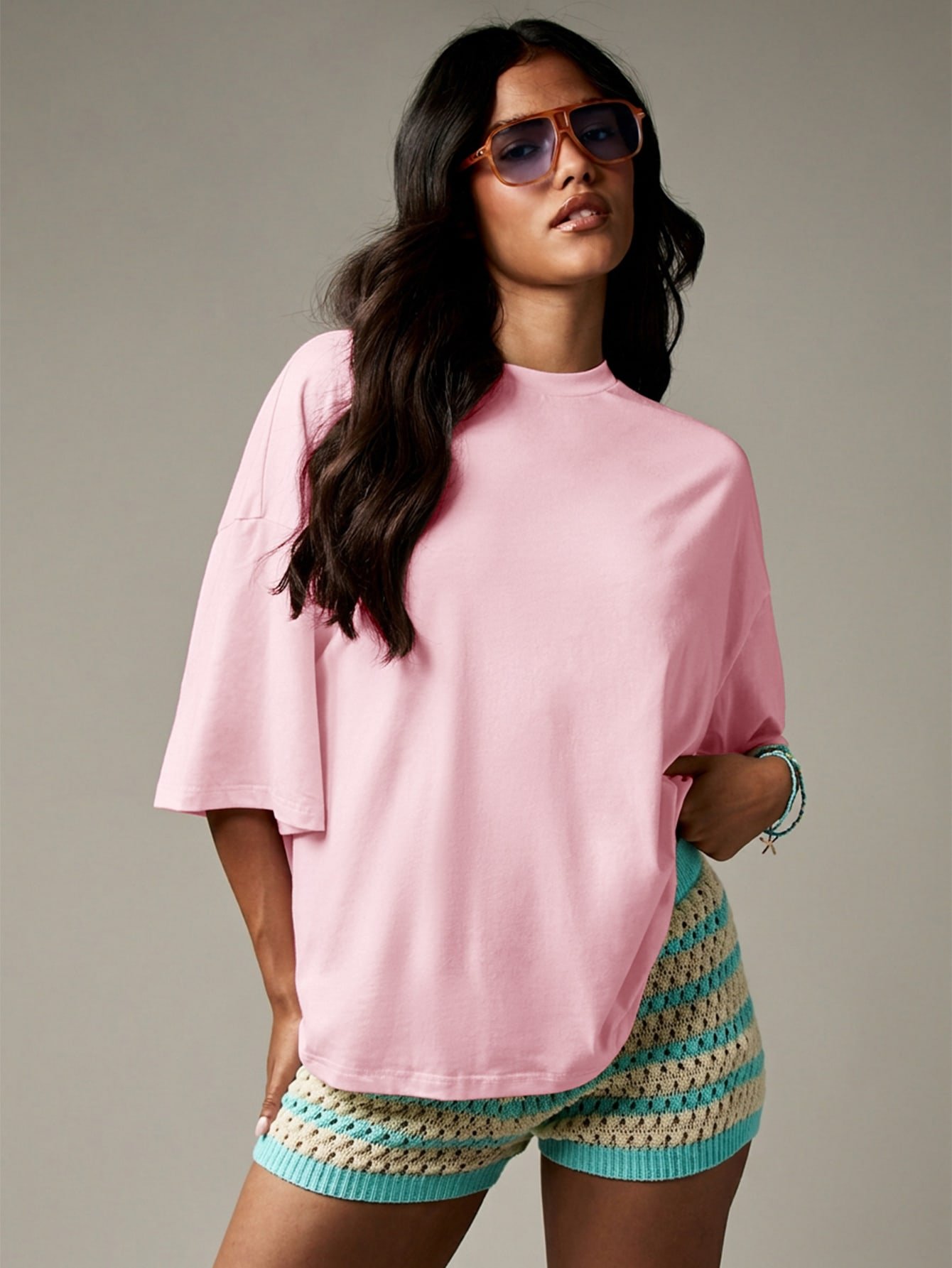 T-shirt graphique oversize à imprimé plage