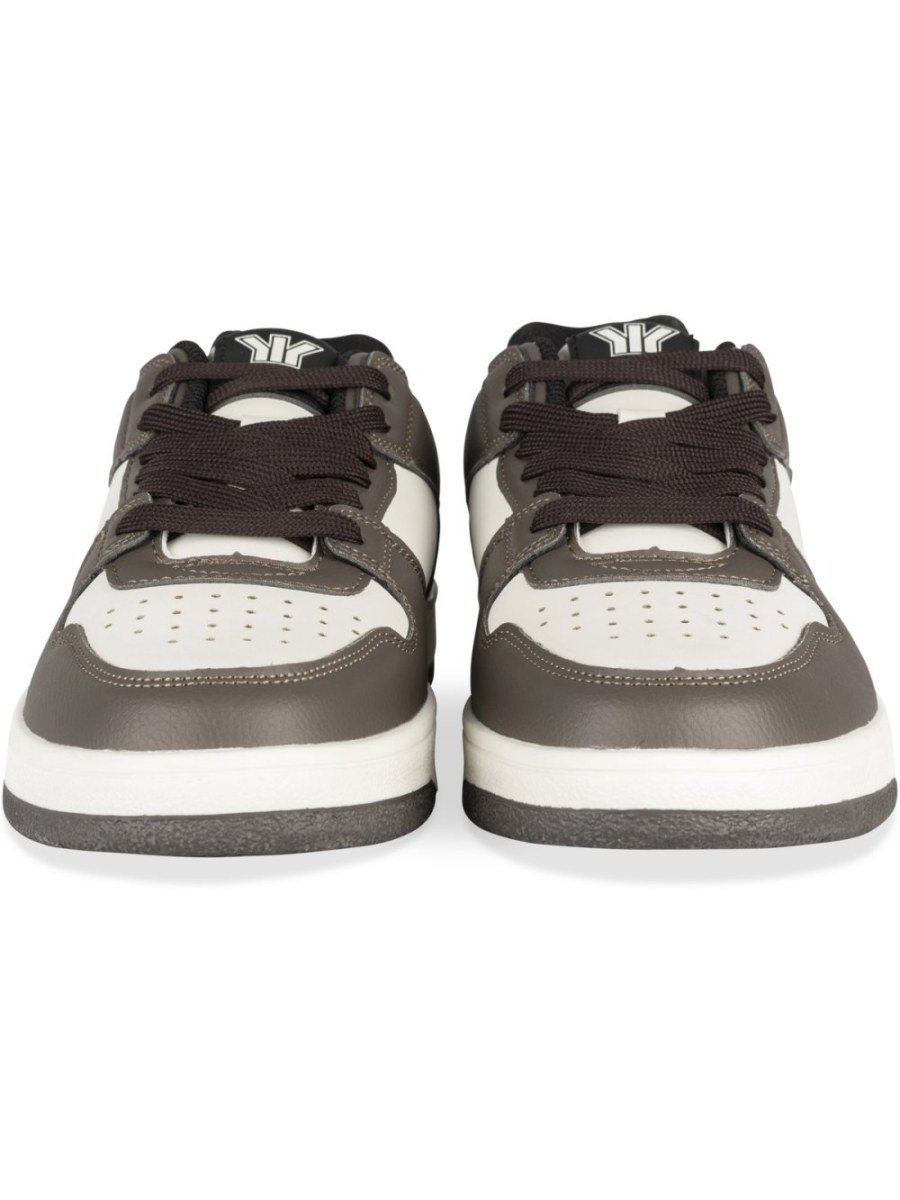 Brown and white two-tone sneakers