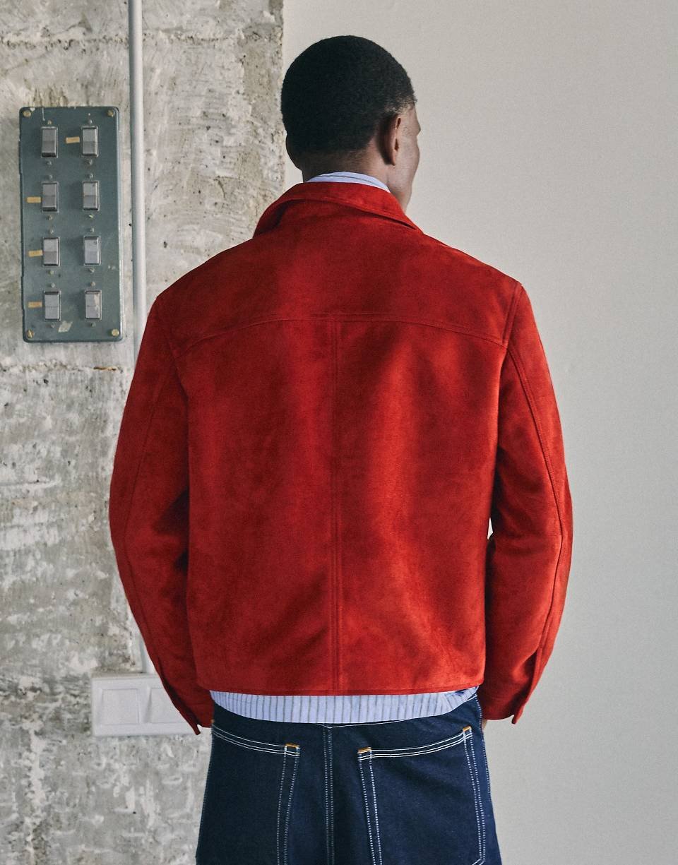 Veste en daim synthétique rouge