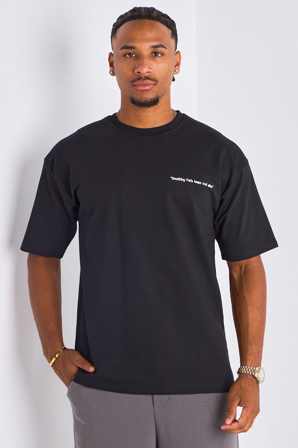 T-shirt ample imprimé « breathing paris » noir