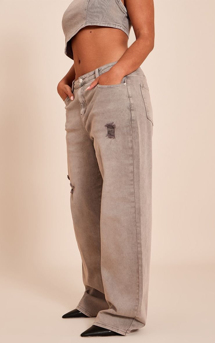 Taupe stretch high-waisted flared jeans