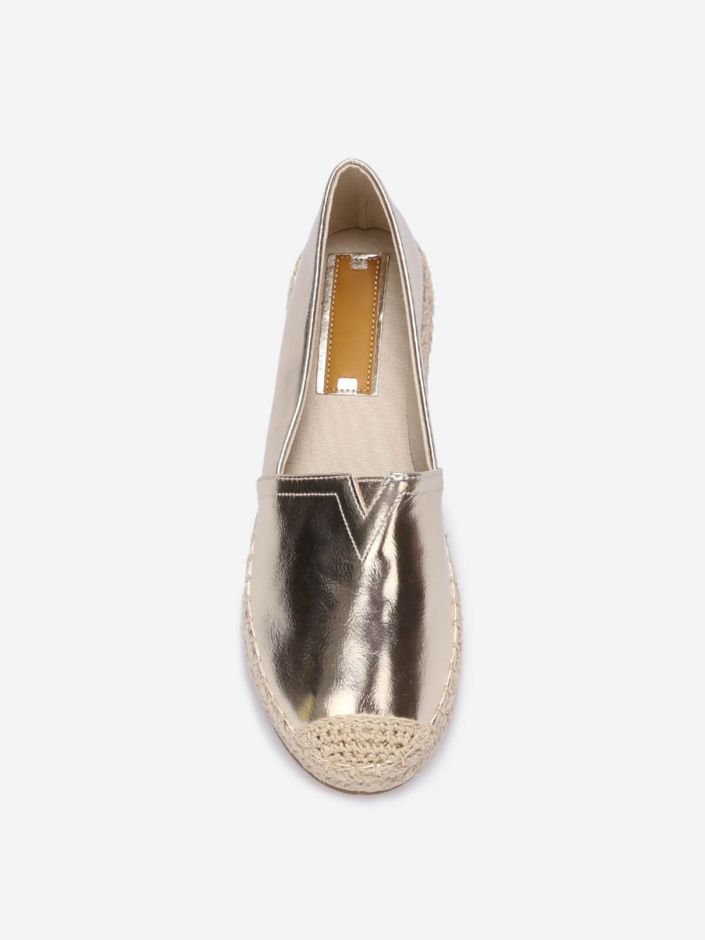 Gold espadrilles with braided flatform