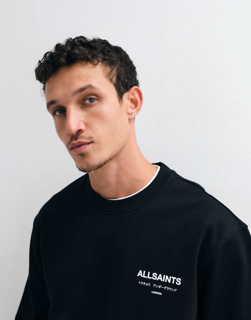 Sweat-shirt col rond à logo graphique Underground avec imprimé au dos en noir