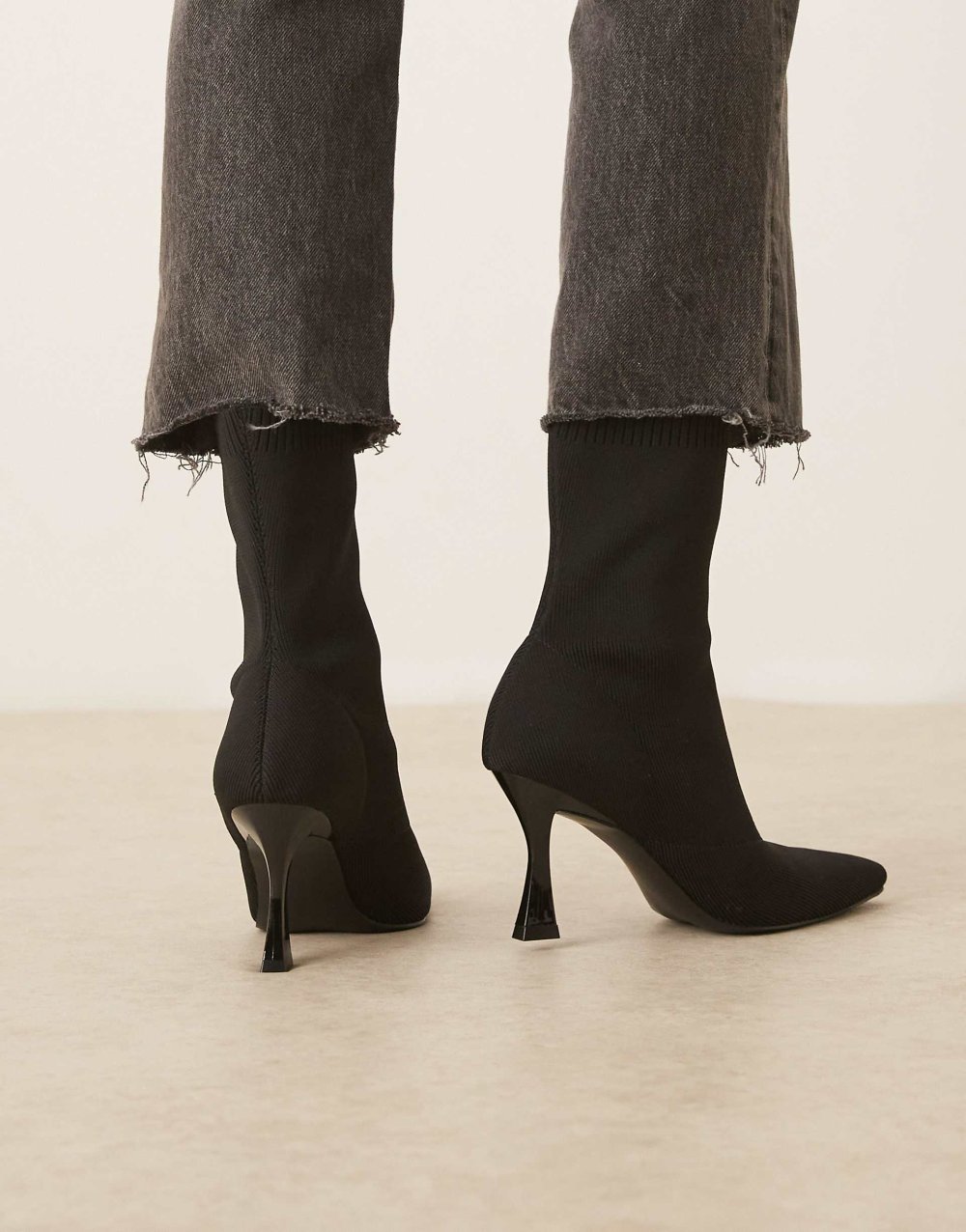 Knitted sock boots in black