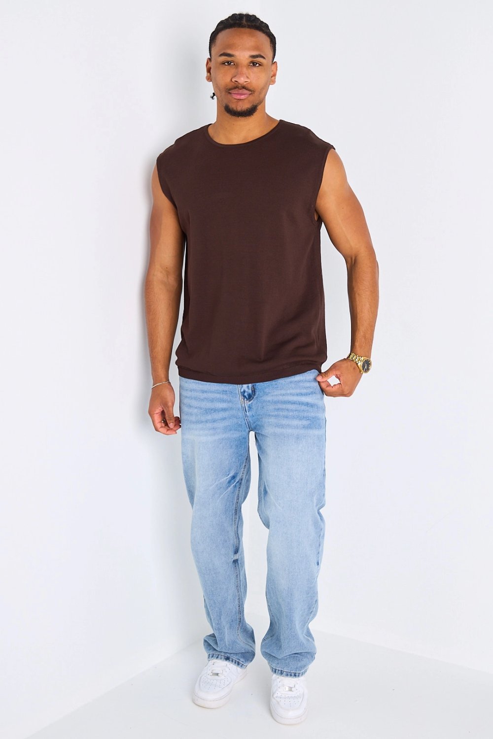T-shirt wase3 ajouré style débardeur qahwi