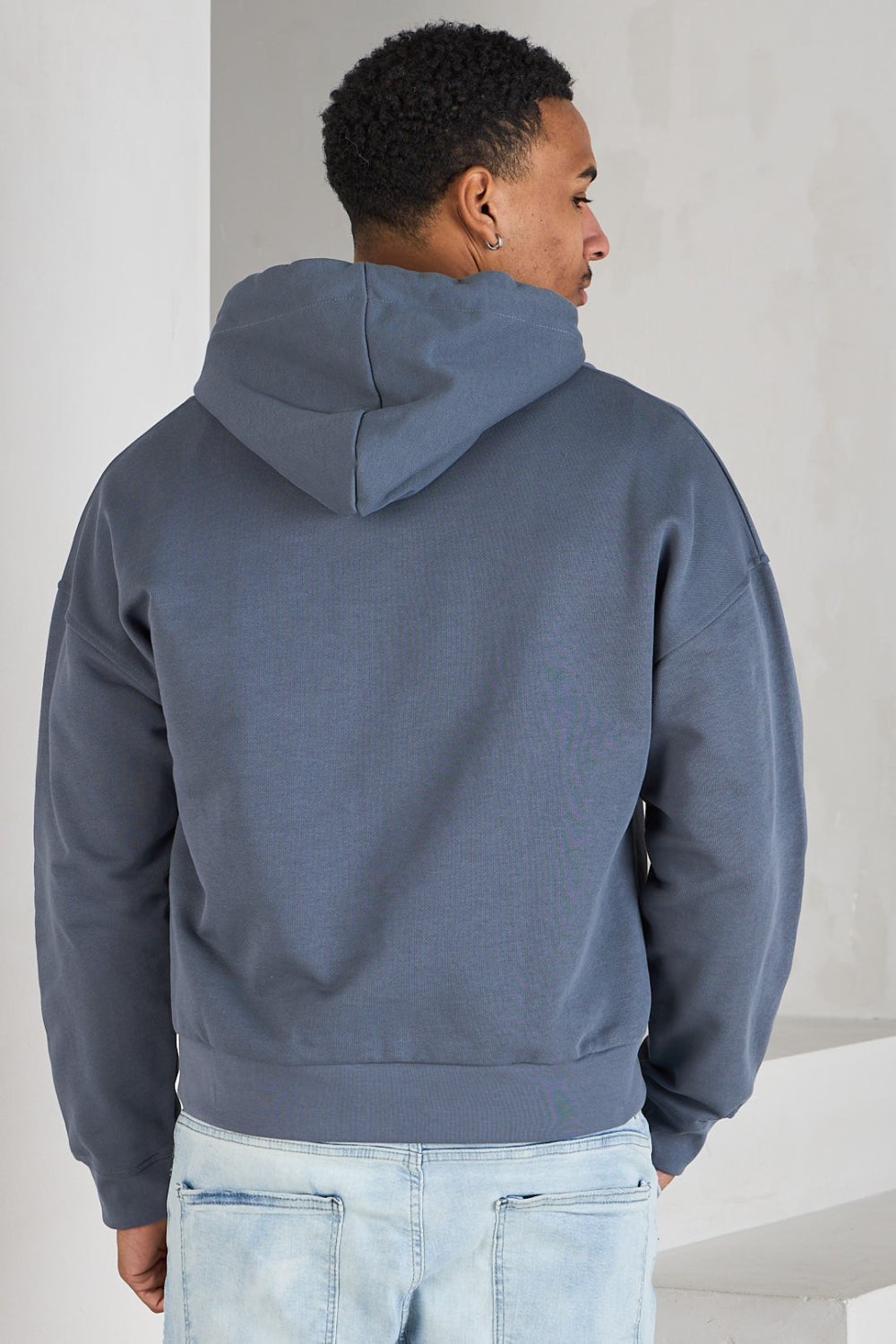 Grey zip-up hoodie with embroidered heart