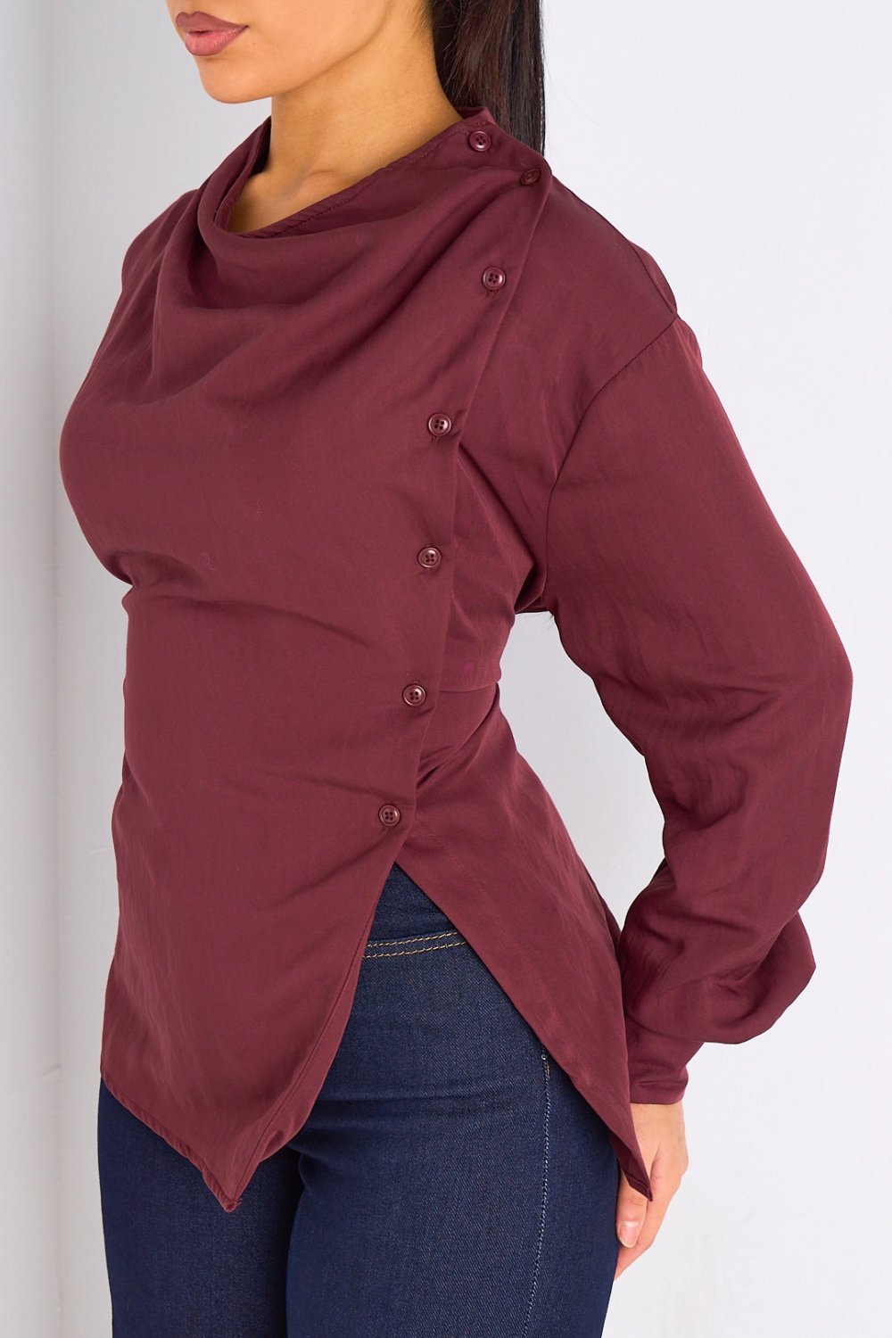 Chemise cintrée ceinturée bordeaux