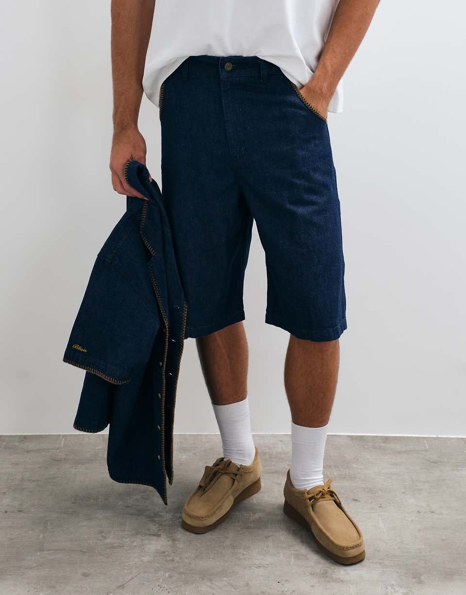Ensemble short en denim à motif bleu