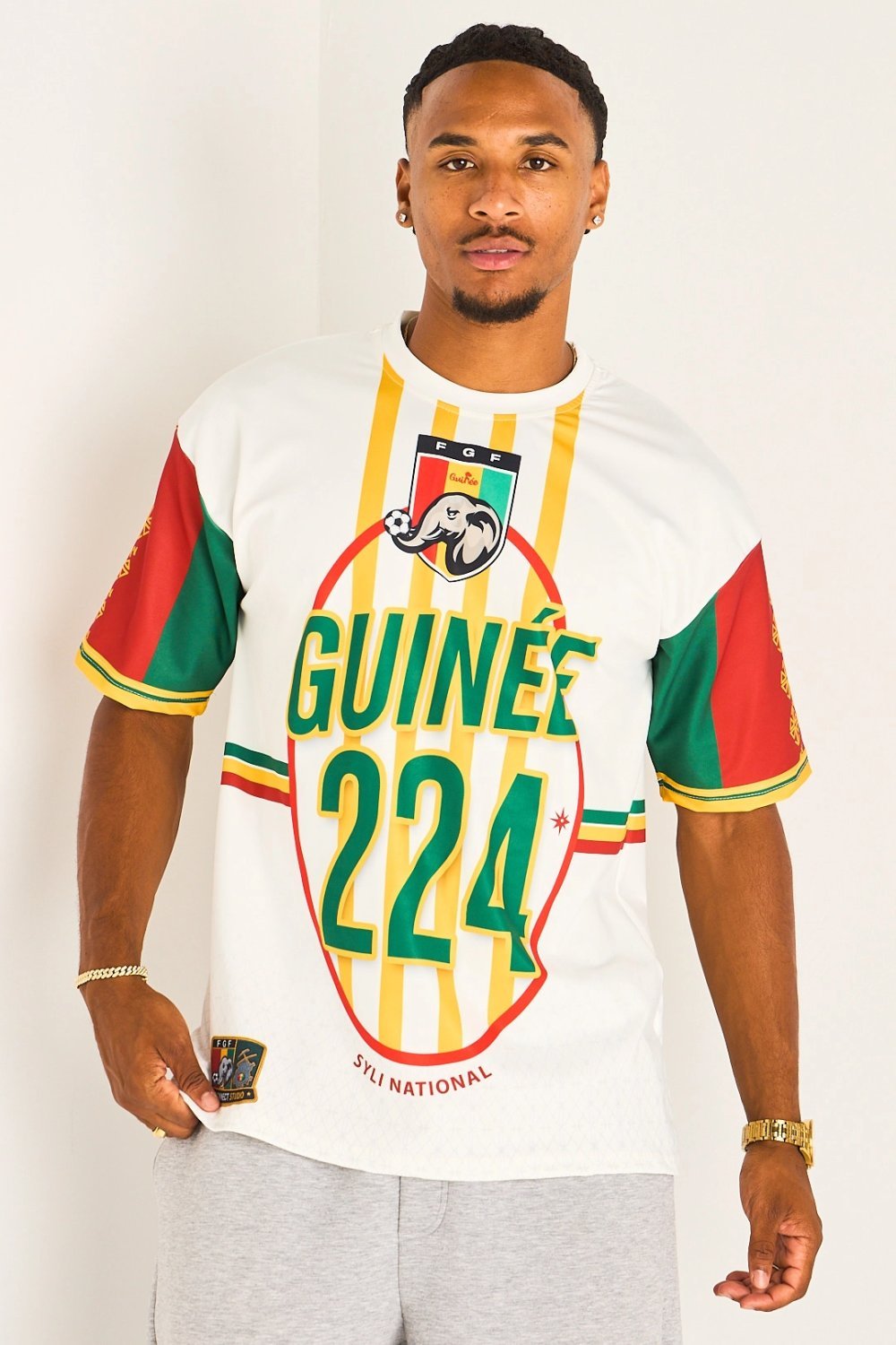 T-shirt with Guinée print, white