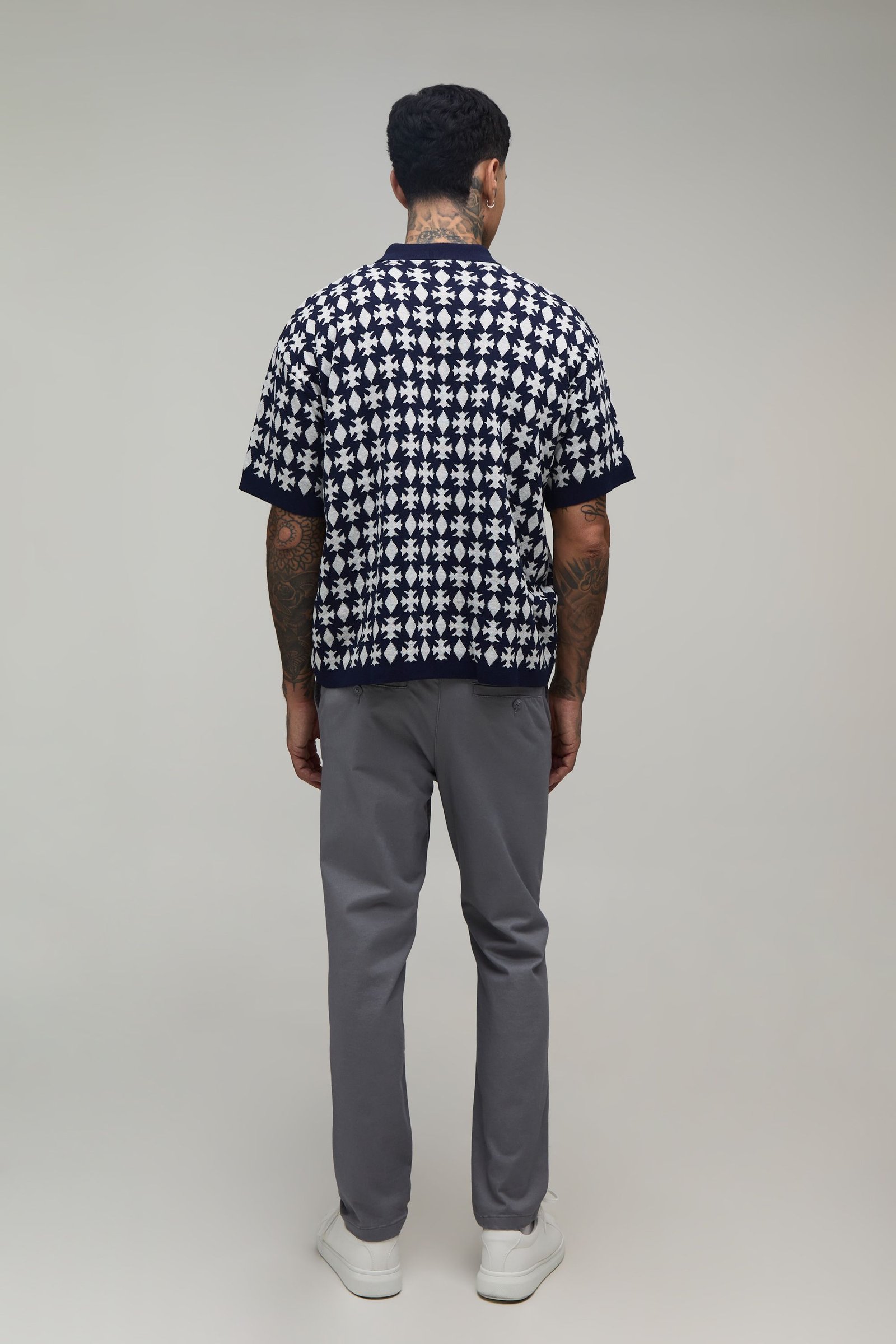 Chemise en maille jacquard à patchs - Tall