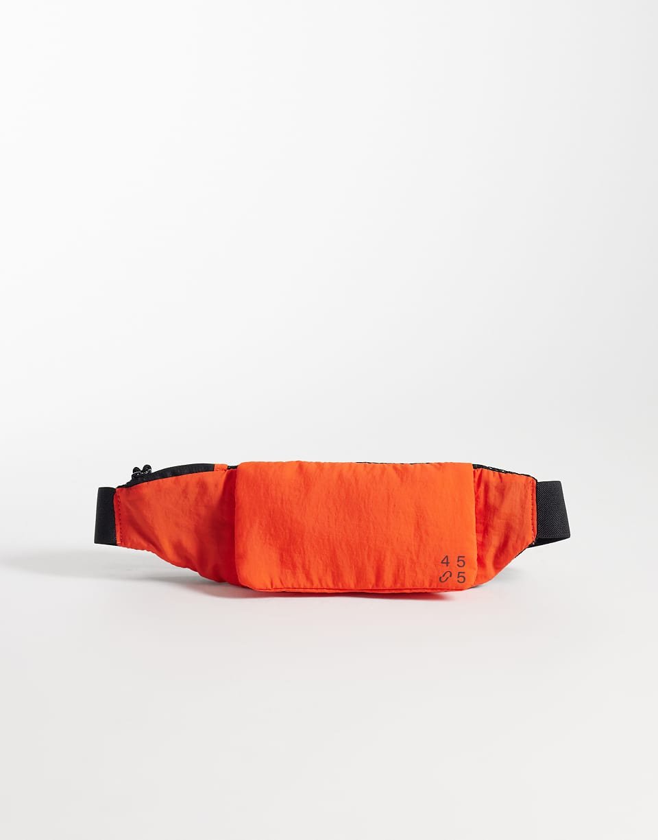 Ceinture de course élastiquée et ajustable avec rabat tissé et poche pour clés en rouge tomate