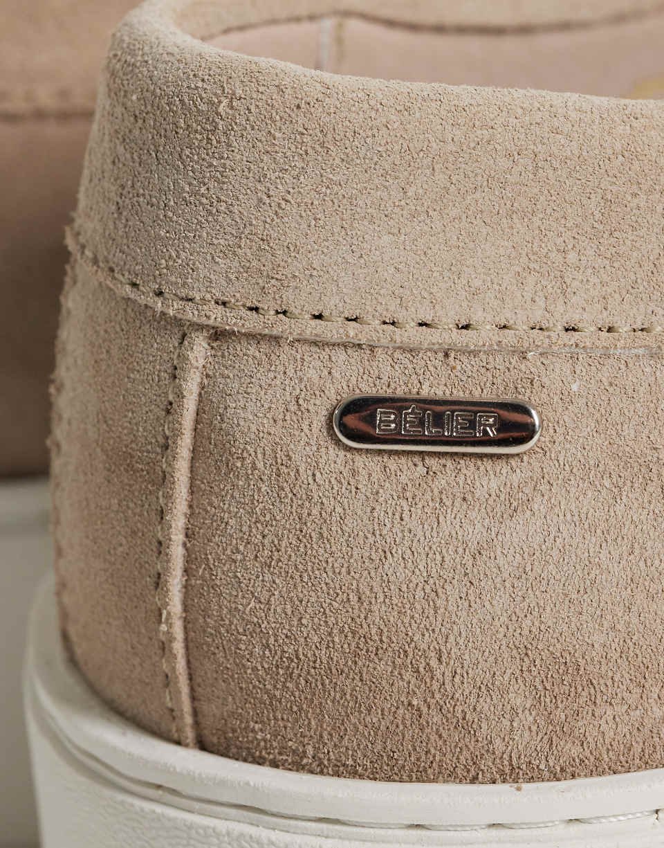 Textured suede loafers - Taupe