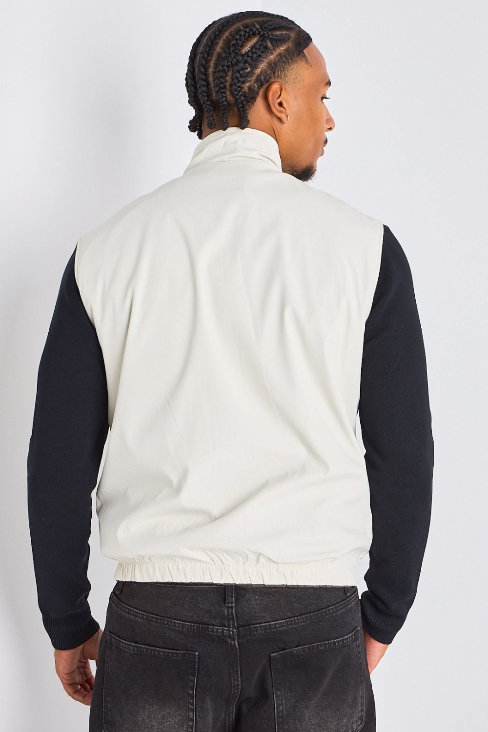 Brown reversible sleeveless jacket