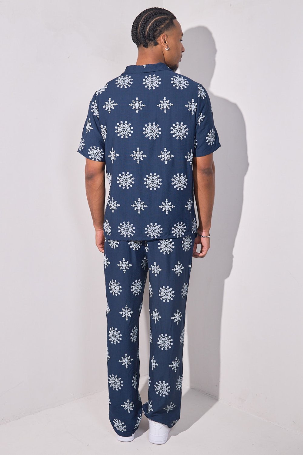 Navy floral shirt and trousers set