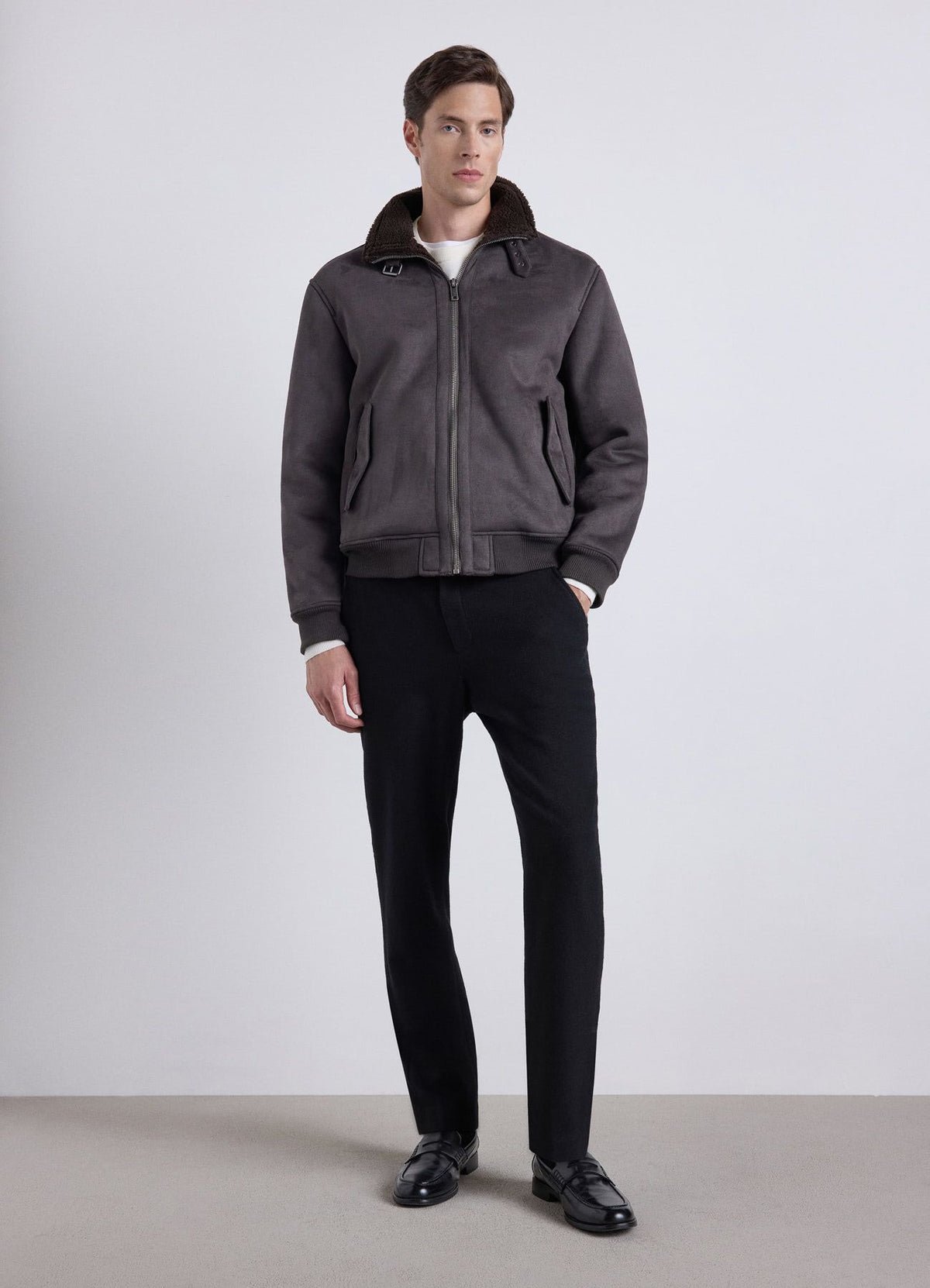 Bomber col montant doublé teddy