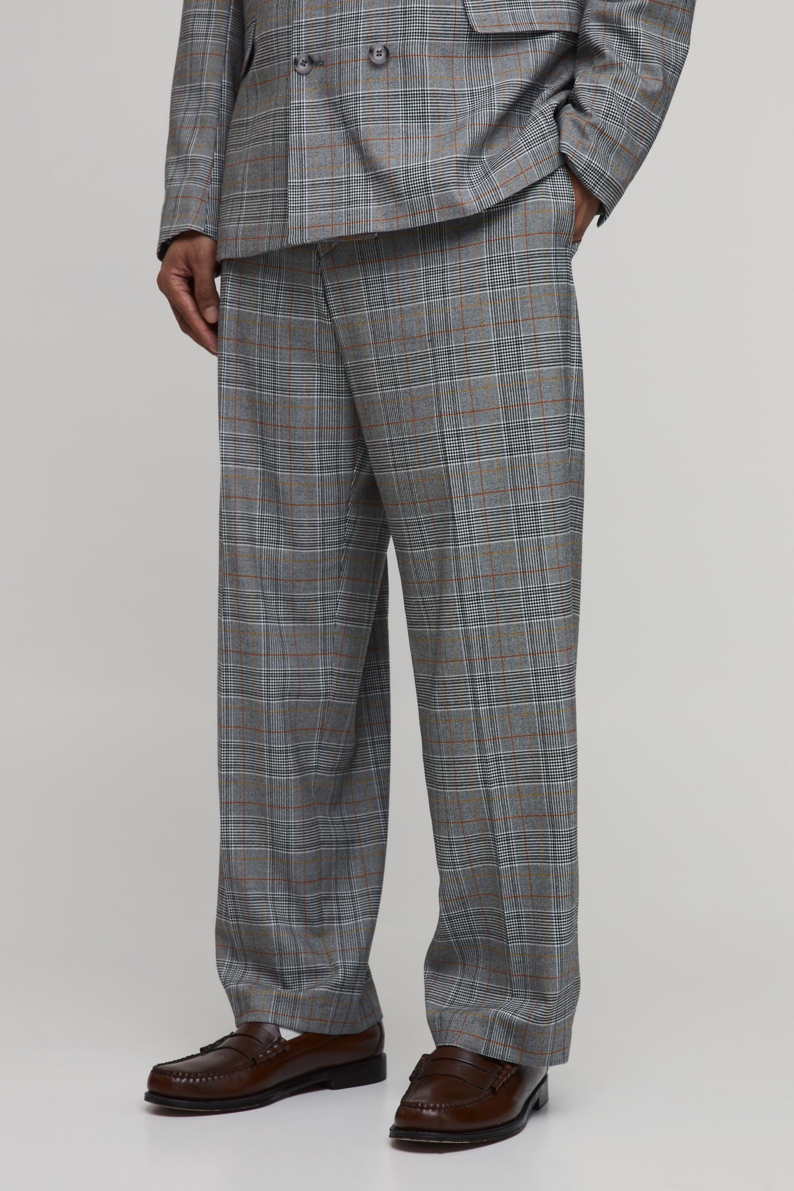 Pantalon De Tailleur À Carreaux Coupe Décontractée