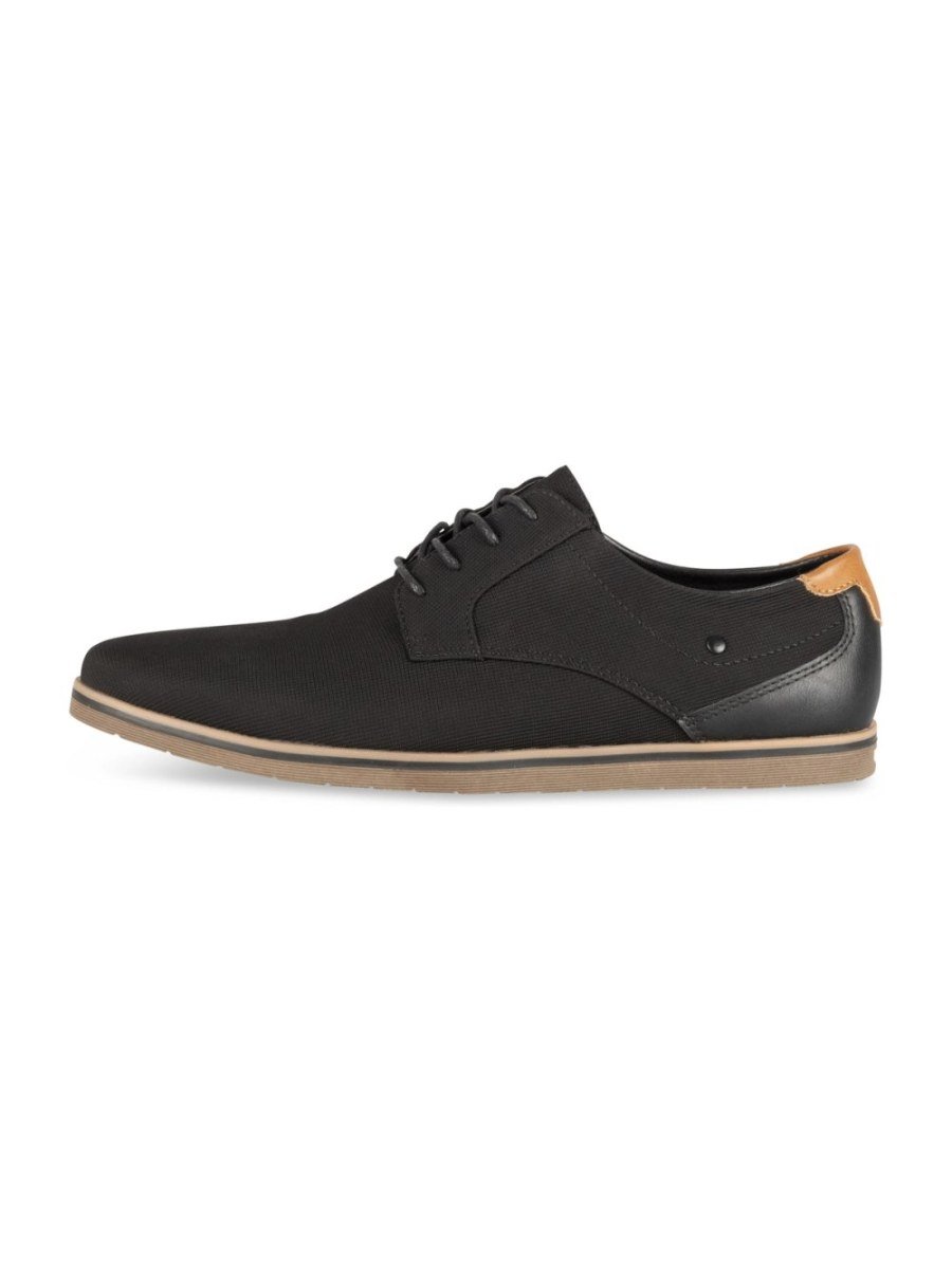 Black mixed-material casual derbies
