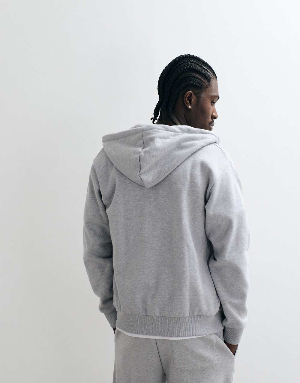 Zip-up logo hoodie in grey
