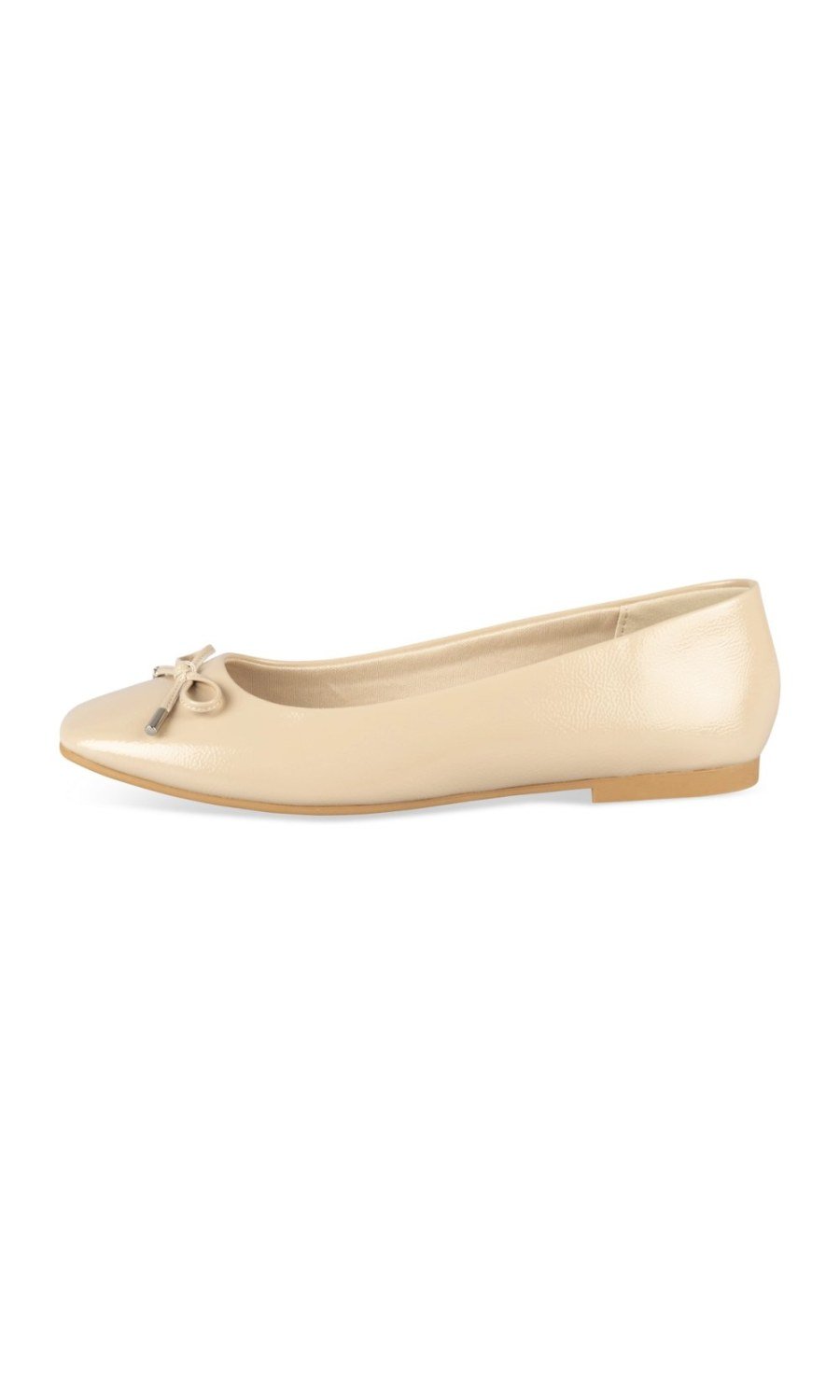 Beige patent-look bow ballerinas