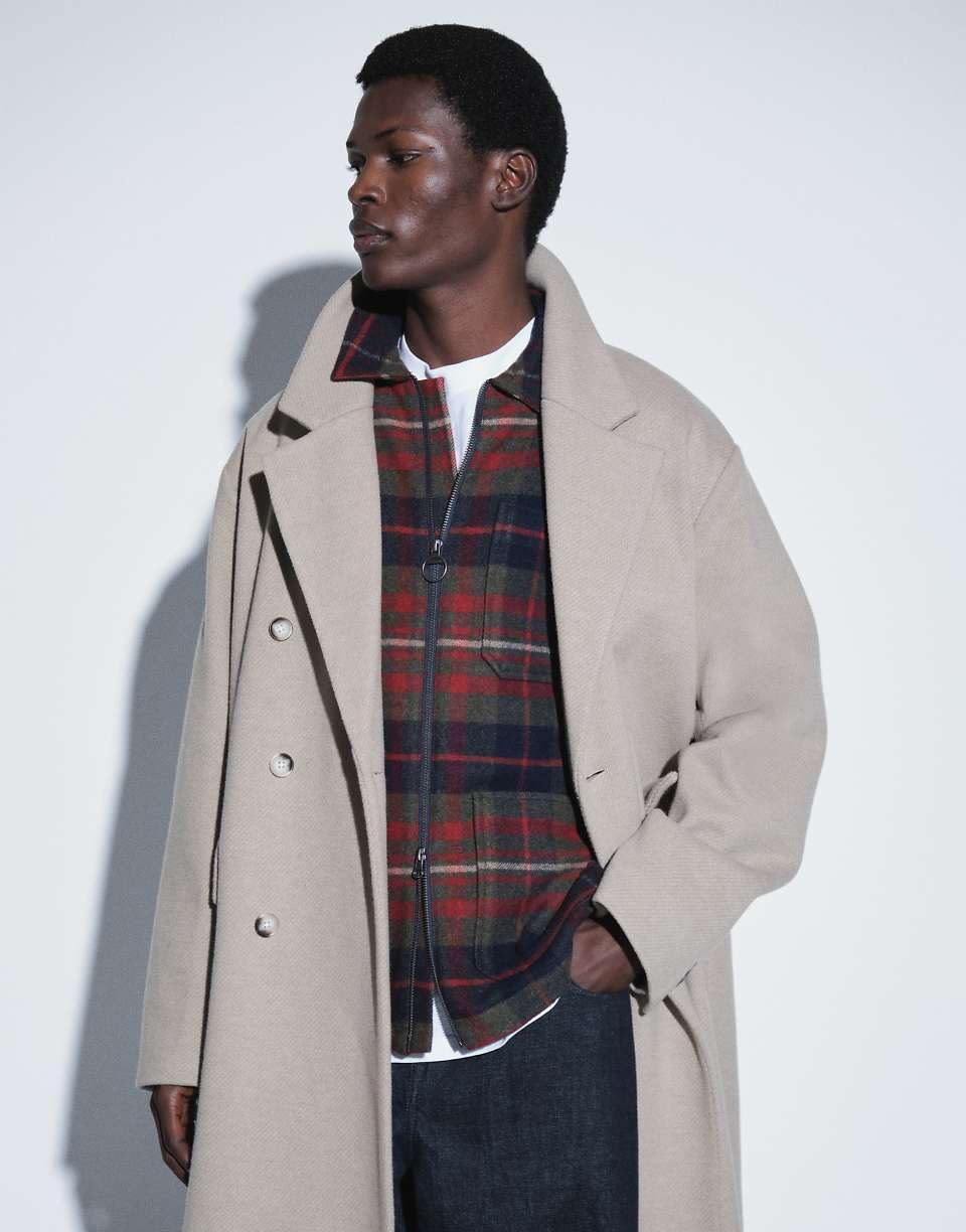 Manteau oversize effet laine taupe