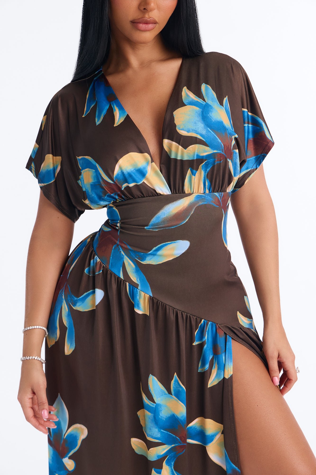 High slit backless midi dress