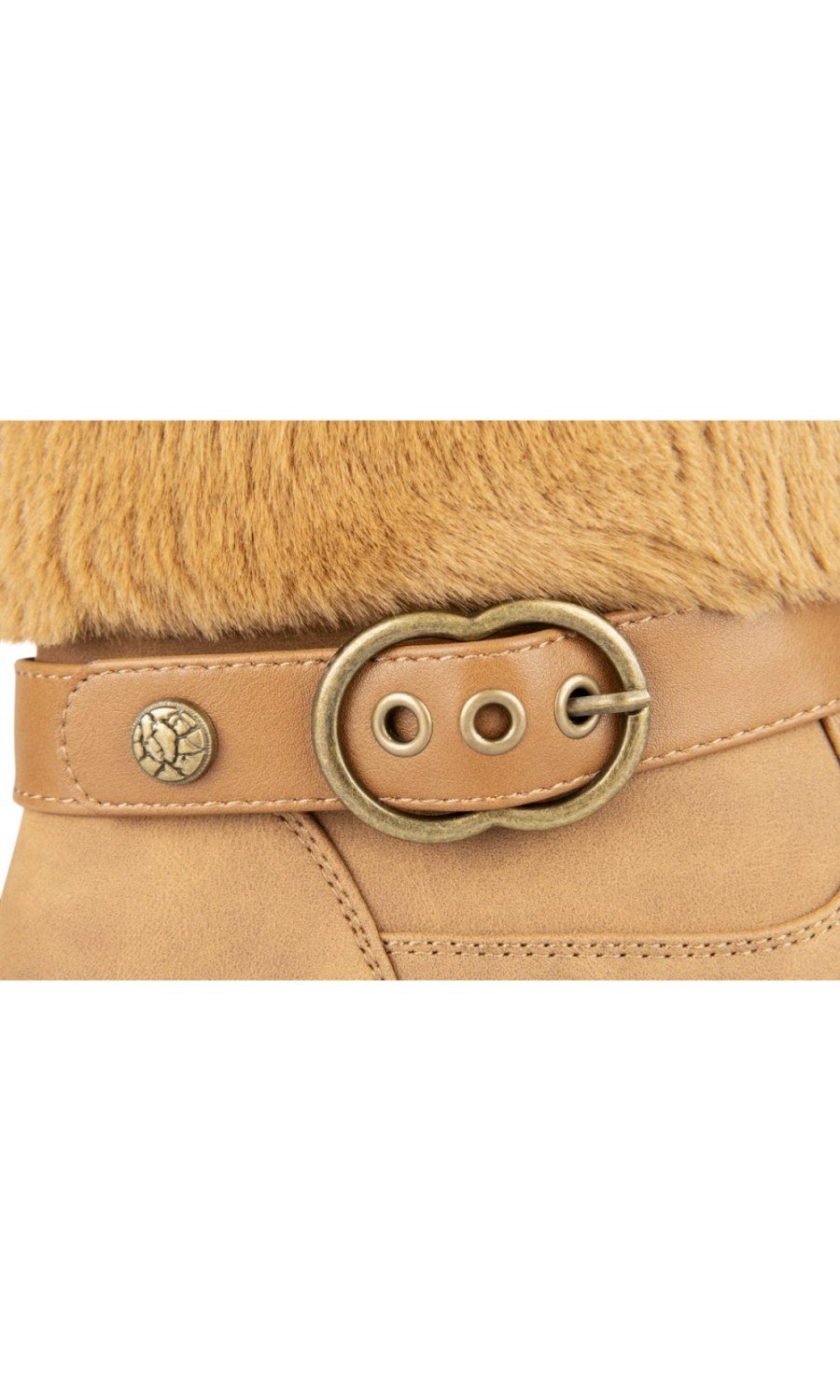 Bottines col fourrure w boucle camel