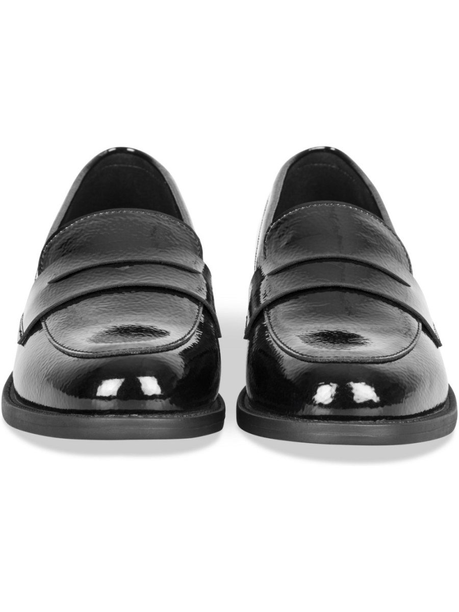 Mocassins aspect vernis froissé noirs