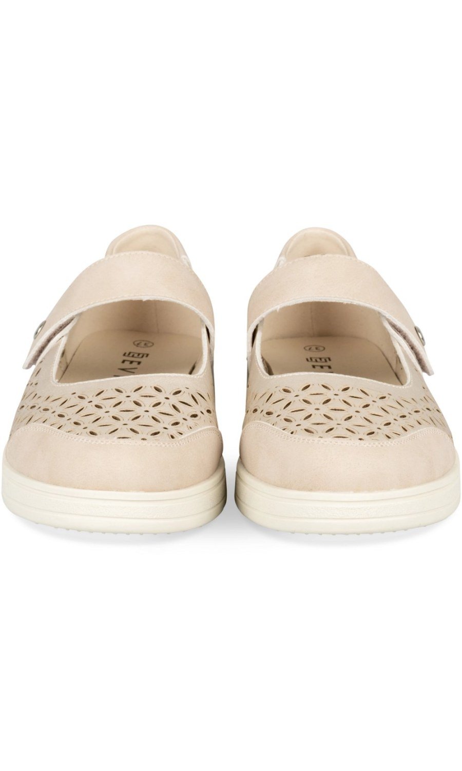 Beige cut-out Mary Jane shoes