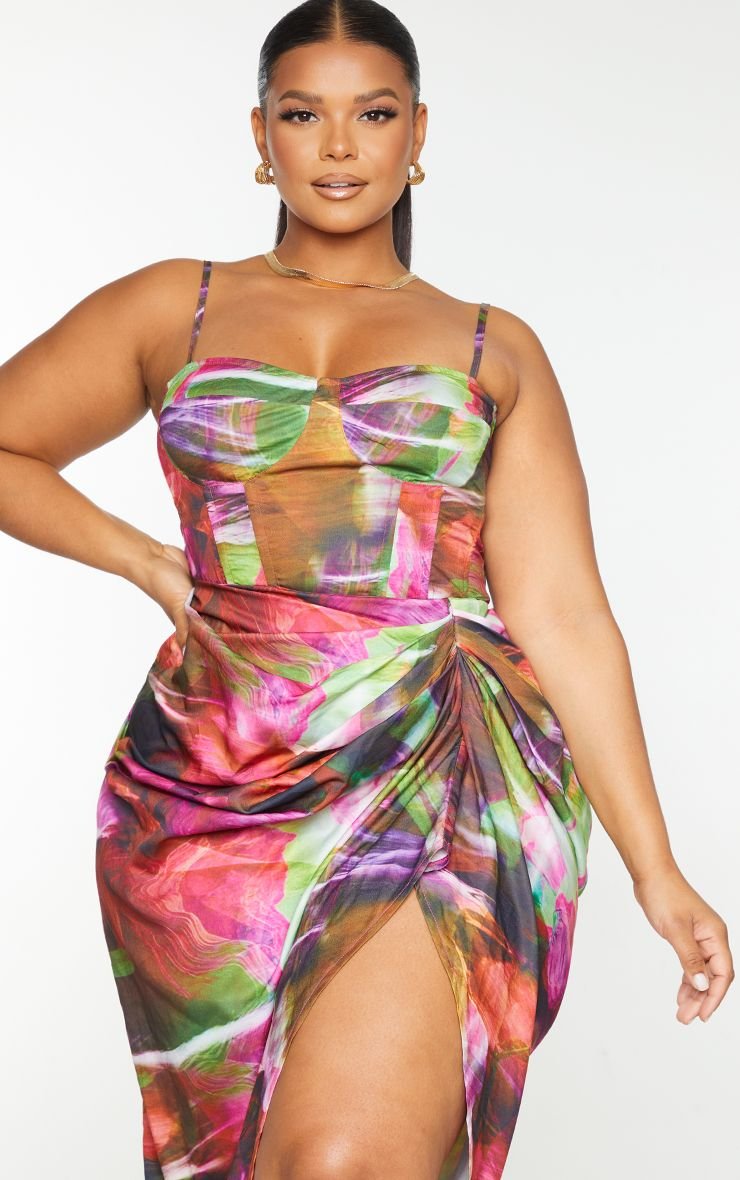 Haut corset structuré b imprimé texturé - Taille kbira