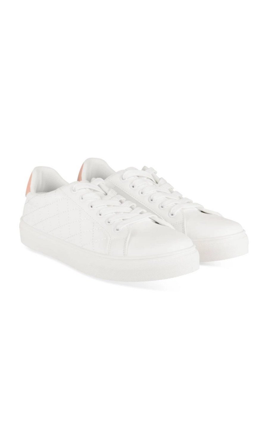 Baskets matelassées contrefort rose blanches