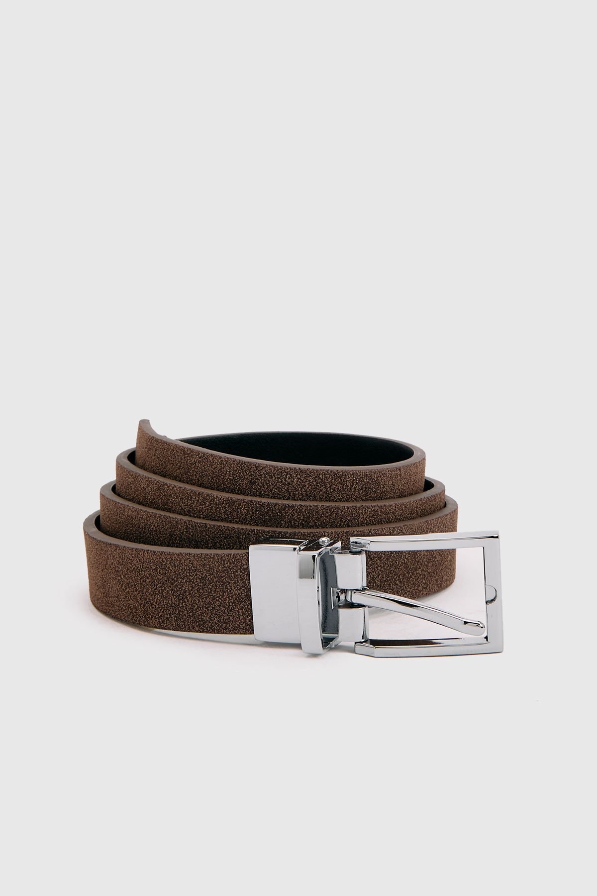 Ceinture réversible à boucle argentée