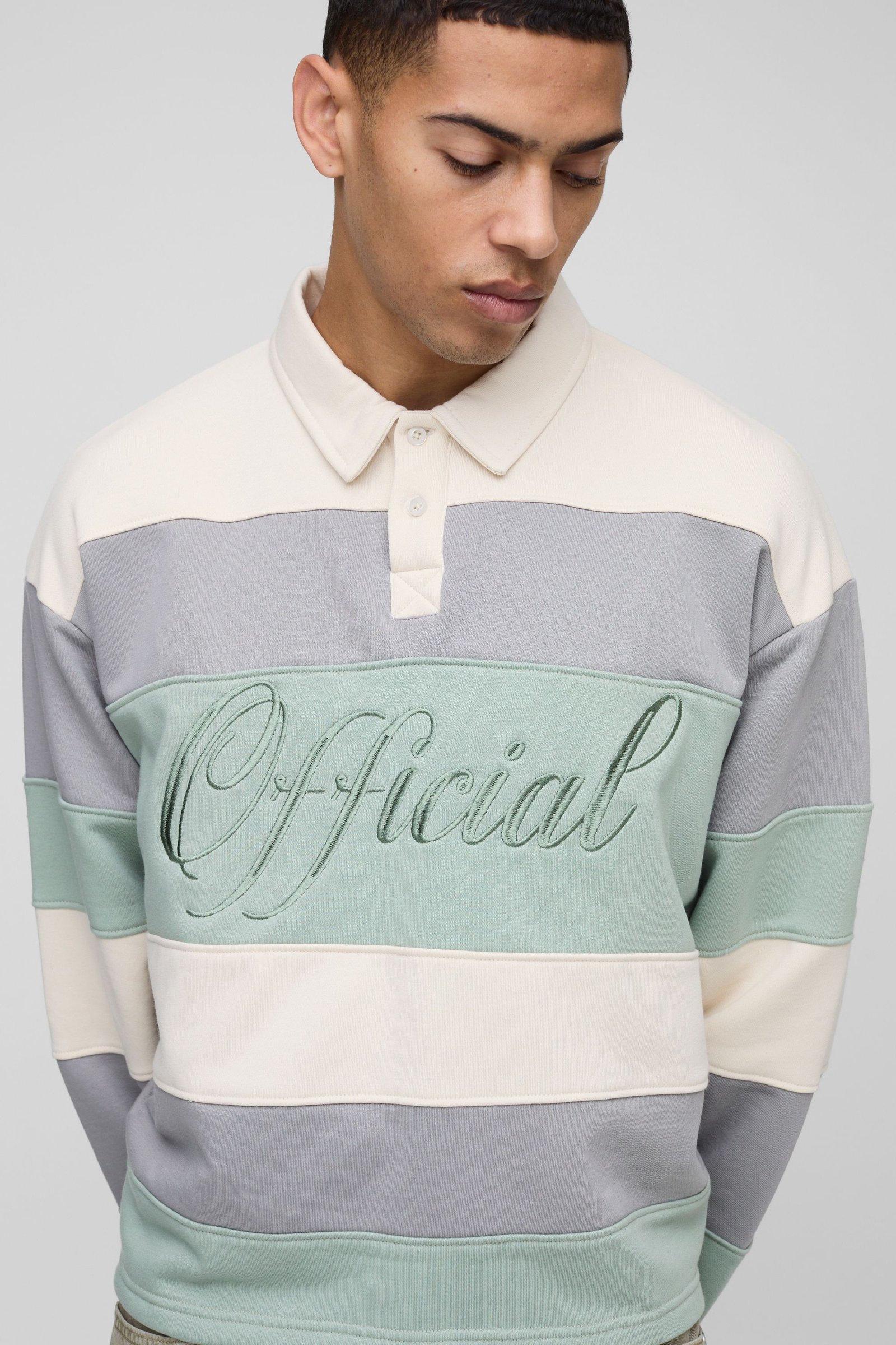 Polo rugby oversize coupe boxy mkhtet w mtarz