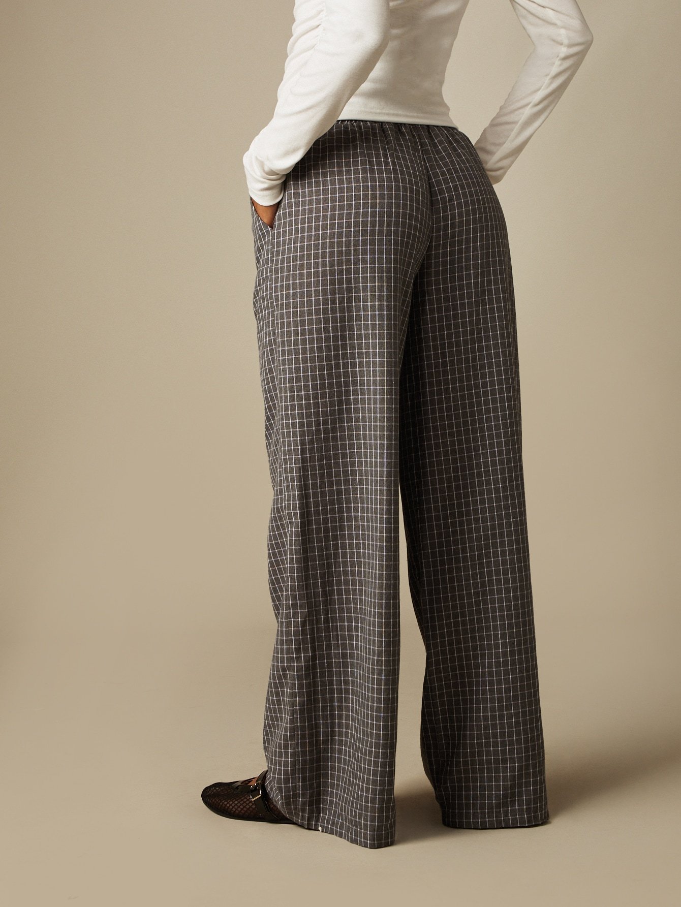 Pantalon à carreaux à jambes larges